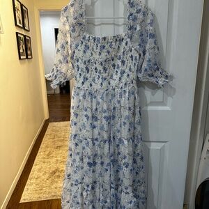 Floral Blue and White Women's Dress